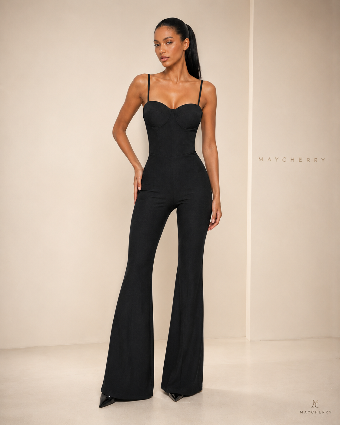 MC Noir Sculpt Flare Jumpsuit